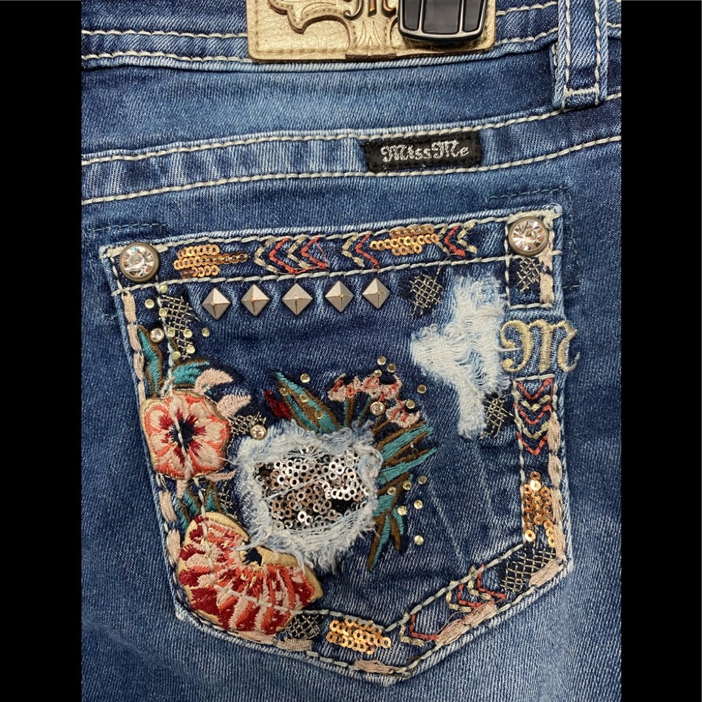 Miss Me Jeans Womens Chloe Boot Blue Denim Stretch Med Wash 26
